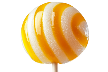 Yellow and white swirled lollipop