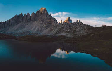 High angle view of Dolomites mountains