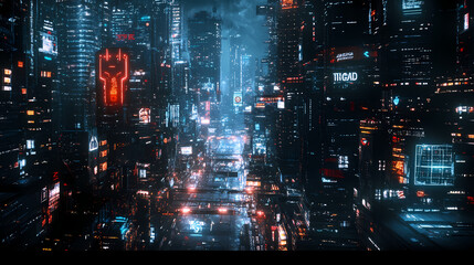 Glowing cyber alley, generative ai. Glowing Cyberpunk Alley. Illustration