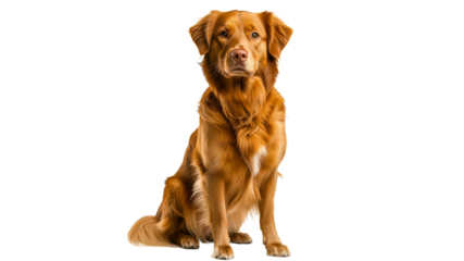 Golden retriever poses on white background