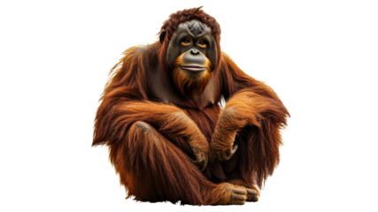 Orangutan resting calmly in a natural setting