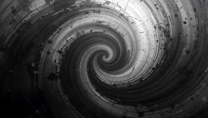 Abstract grayscale spiral vortex digital art painting texture background