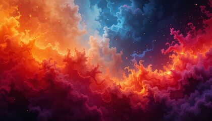 Cosmic color explosion digital art abstract landscape cloudy sky vivid view gigapixel cgi