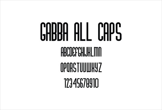 Gabba All Caps font for logo and headline. Isolated vector typeset