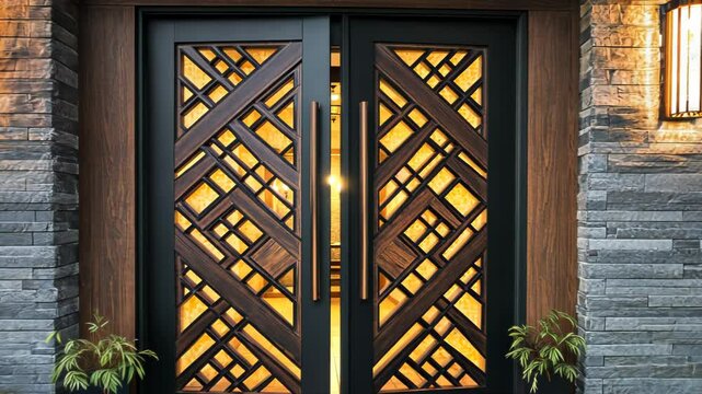 Elegant Entryway, Contemporary Double Doors , Architectural Lighting