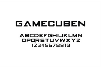 GAMECUBEN font for logo and headline. Isolated vector typeset