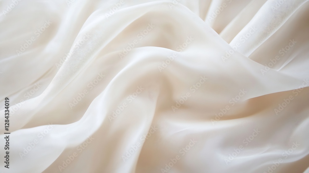 Poster delicate white fabric draping elegantly across a surface creating a soft and airy texture : generati