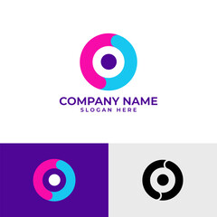 letter O logo mark. Circular design with gradient, symbolizing vision, focus, collaboration, and connection for various industries including technology, media, and design. Clean, minimalist