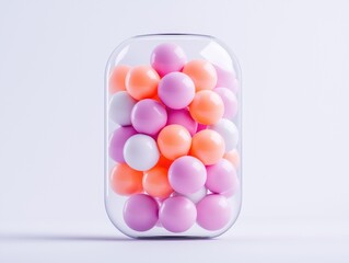 Colorful capsules filled with vibrant balls, representing creativity and innovation.
