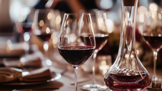 Moderate drinking at an upscale wine tasting event with elegant décor. Featuring exclusivity and sophistication