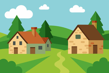 landscape with houses
