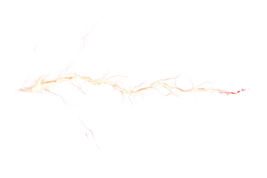 Lightning strikes across the sky at sunset