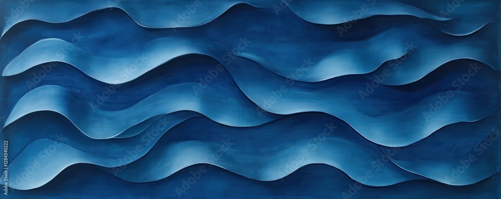 Aufkleber abstract blue wave pattern art with distinct layered textures in fluid motion