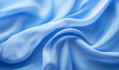 Obraz premium Light blue silk fabric draped with soft waves, great for background use