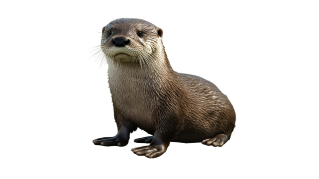 Otter sitting calmly with a curious expression