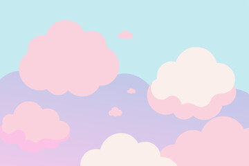 pink background with clouds