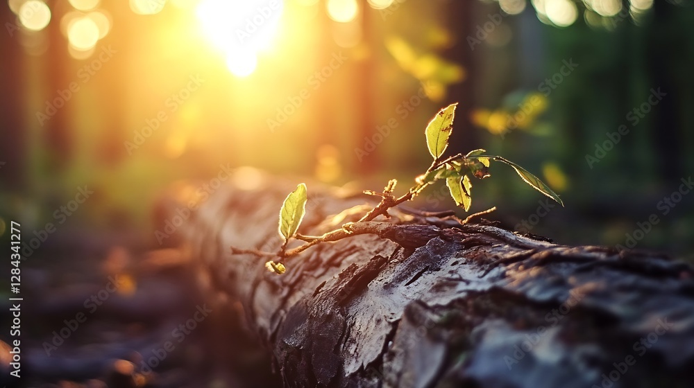 Poster Sunlight Filtering Through Trees on a Beautiful Morning in a Peaceful Forest : Generative AI
