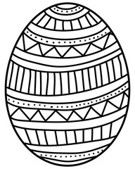 Outline Easter egg with horizontal stripes and zigzags, creative coloring page for holiday activity
