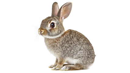 Fototapeta premium Grey rabbit sitting quietly in a natural pose