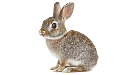 Grey rabbit sitting quietly in a natural pose