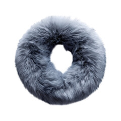 A Light Grey Faux Fur Collar Isolated on Transparent Background
