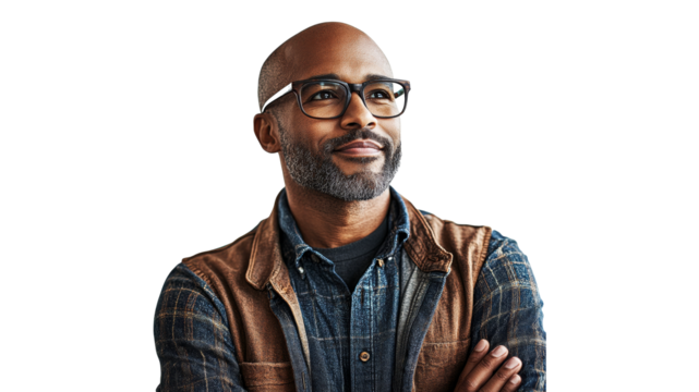 Stylish man smiling with glasses