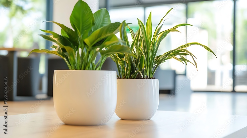 Aufkleber elegant indoor plants in stylish pots adding freshness and greenery to a contemporary home setting :