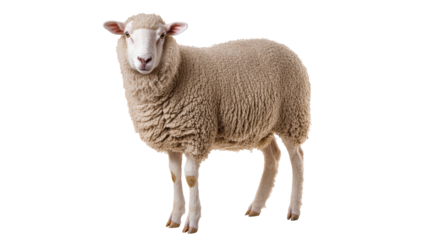 Curious sheep on white background