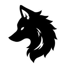 Monochrome Majestic Wolf Head Profile Silhouette