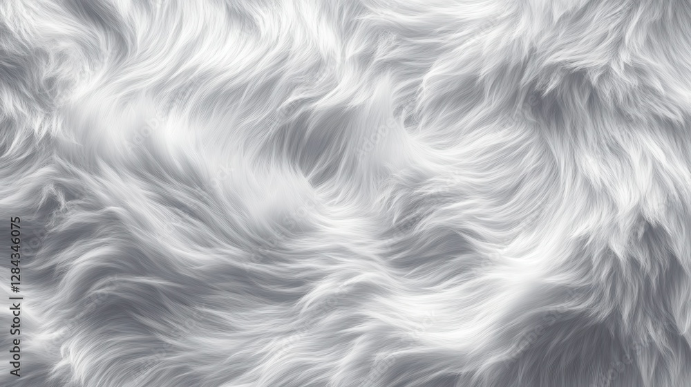Poster soft white fur texture with flowing pattern and light shadows