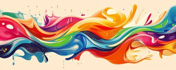 Vibrant abstract colorful flowing swirls of paint in dynamic liquid motion