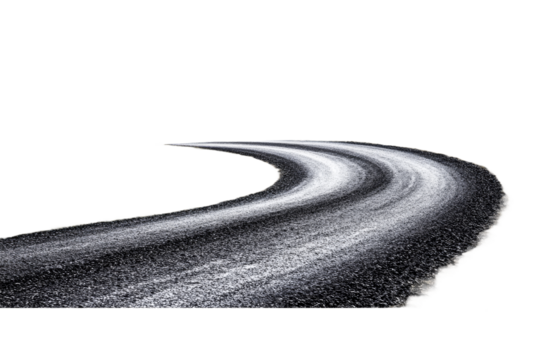 Curved asphalt road against a light background