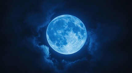 Blue moon, night sky, clouds, celestial event