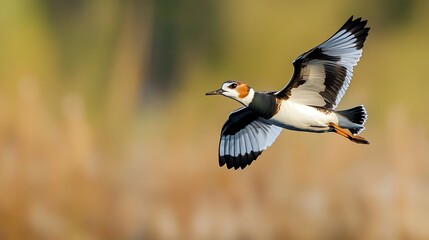 Obraz premium A low angle view of two northern lapwing in flight