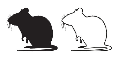Rat Silhouette - Simplified Small Animal Drawing - Minimalist Rat Art - Rat Vector - Rat Icon
