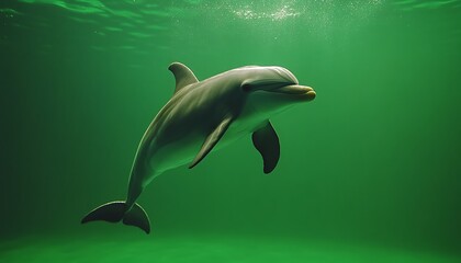 Fototapeta premium A beautiful underwater shot of a playful dolphin swimming freely