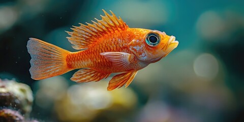 Fototapeta premium Vibrant orange clownfish in the ocean.