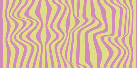 Vibrant Abstract Pattern With Wavy Pink and Yellow Lines