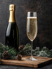 Festive champagne toast holiday celebration drink elegant setting close-up luxury vibes