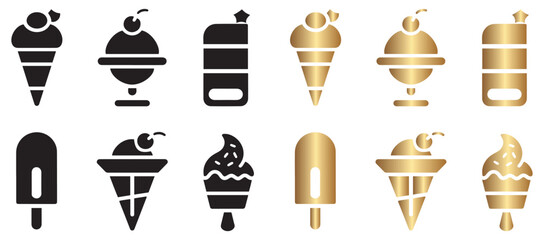 Ice Cream & Dessert Icons – Black and Gold Collection