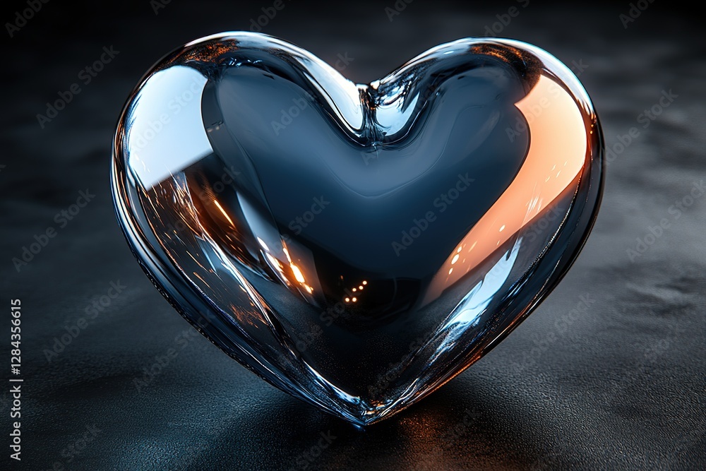 Aufkleber reflective heart art piece catching the light in a captivating display of shape and form symbol of l