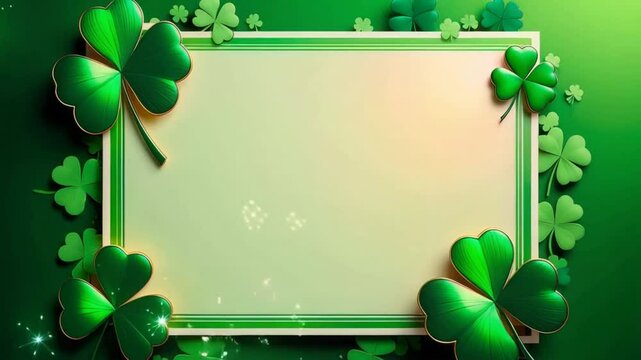 Sparkling shamrock frame animation: st. patrick's day celebration theme