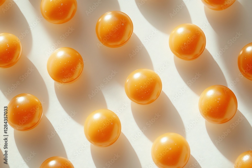 Poster orange spheres arranged on a plain background with shadows, useful for web design