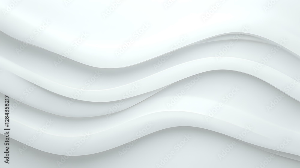Poster minimalist white wavy lines creating soft flowing curves and shadows on light background. abstract a