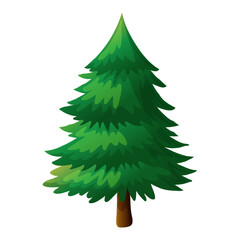 Pine Tree in different shapes illustration. Pine Tree Isolated on White background.