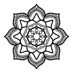 Obraz premium Mandala pattern or Simple Floral Ideas for Coloring book page Art on the wall Lace pattern the Tattoo wallpaper Paint shirt Stencil Design Textures.