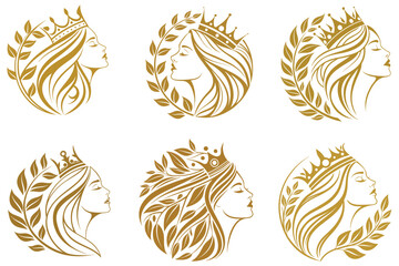 a luxurious golden beauty logo featuring a woman line art