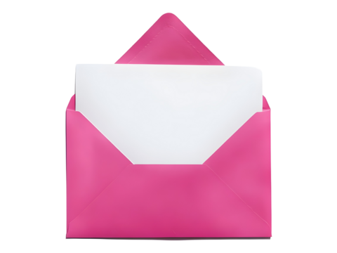 Pink Envelope on a Transparent Background