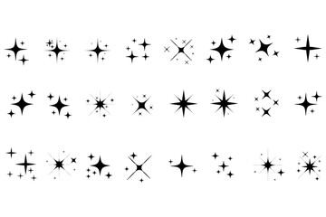 Sparkle star icons, Shine icon, Stars sparkle, icon, shine, vector, magic, pattern, doodle, twinkle, light, silhouette