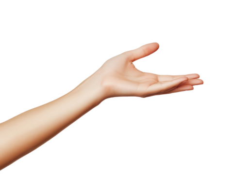 Human hand reaching out, white isolated background - Powered by Adobe
